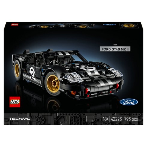레고 테크닉 1966 포드 GT40 MKII 레이스카 42223, 혼합색상, 1개