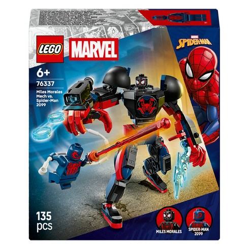 레고 슈퍼히어로 Marvel 마일스 모랄레스 로봇 대 스파이더맨 2099 76337, 혼합색상, 1개