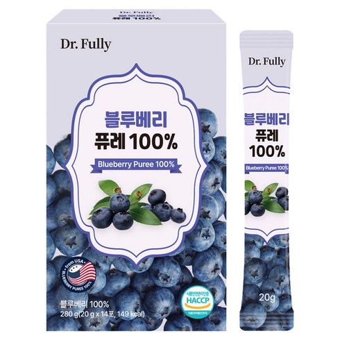 닥터풀리 블루베리 퓨레 100% 14p, 1개, 280g