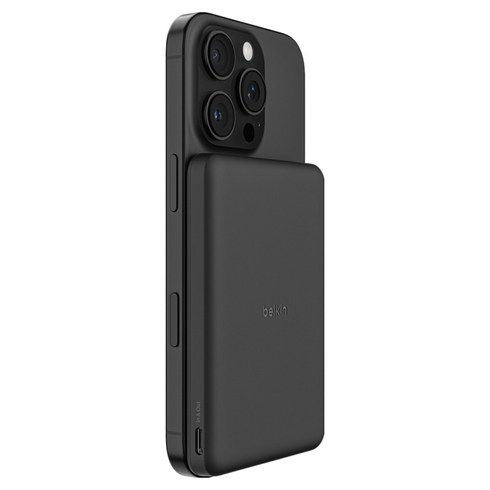 벨킨 부스트차지 초슬림 마그네틱 무선 충전 보조배터리 5000mAh C타입, 블랙, BPD010fqBK
