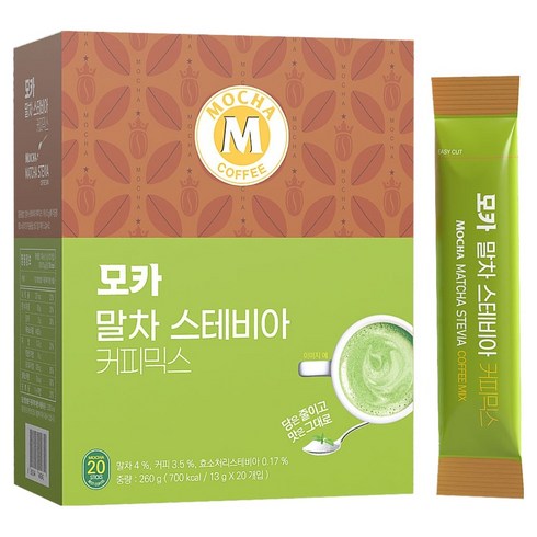 모카씨엔티 모카 말차 스테비아 커피믹스, 1개, 20개입, 13g