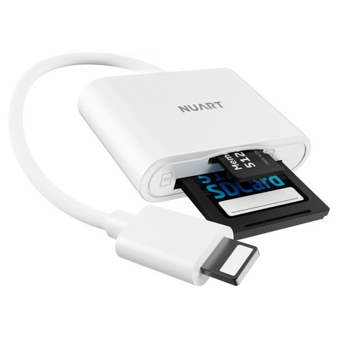 누아트 8핀 OTG 2 in 1 멀티 카드리더기 TF Micro SD카드 케이블, Card Reader, 화이트, 1개