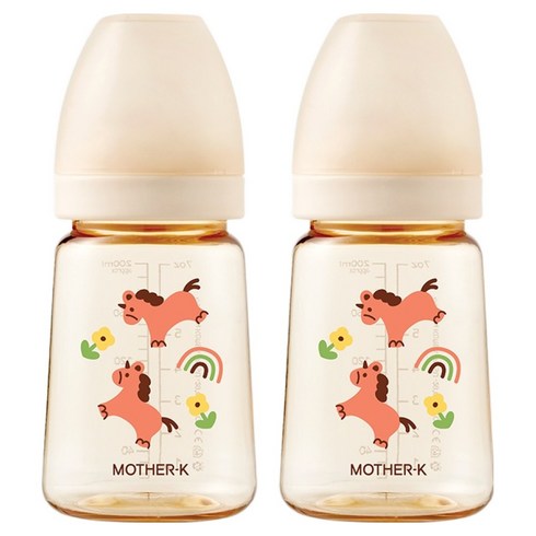 마더케이 유니콘 베이직 PPSU 무꼭지 젖병, 크림, 180ml, 2개