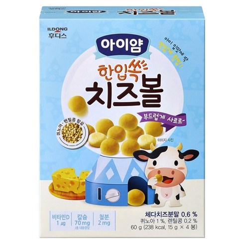 아이얌 일동후디스 한입쏙 치즈볼, 60g, 1개, 치즈맛