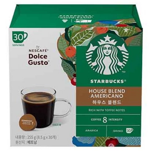 돌체구스토 스타벅스 하우스 블렌드 캡슐커피, 8.5g, 30개입, 1개