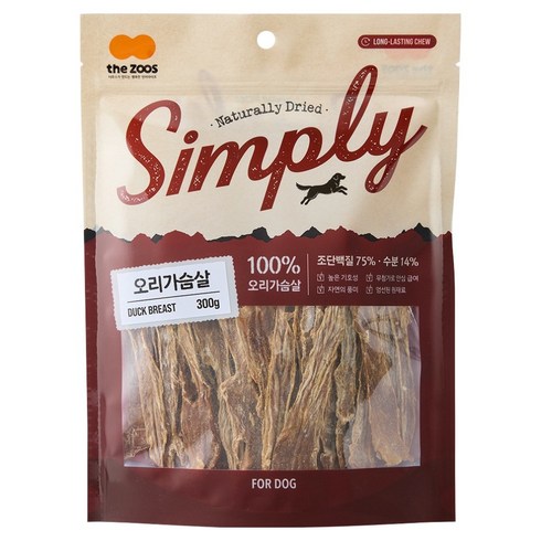 더주스 강아지 심플리 무첨가 육포, 300g, 1개, 오리가슴살