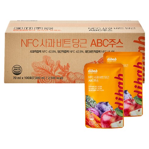 디밥 NFC사과비트당근 ABC주스, 70ml, 100개