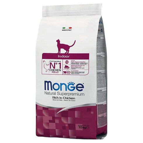 몬지 어덜트 고양이 내추럴 슈퍼프리미엄 인도어 건식사료, 닭, 10kg, 1개