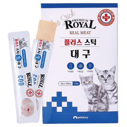 로얄 프리미엄 고양이 플러스 스틱 간식 120p, 대구, 1.2kg, 1개