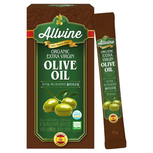 ALLVINE 유기농 엑스트라버진 올리브오일 스틱 14p, 140g, 1개