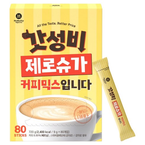 맥널티커피 갓성비 제로슈가 커피믹스, 1개, 80개입, 9g