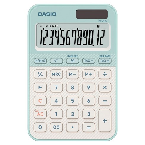 카시오 컬러 전자계산기 MS-20YC, 1개, 라이트 그린