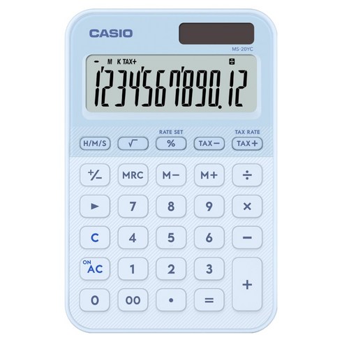 카시오 컬러 전자계산기 MS-20YC, 1개, 라이트 블루