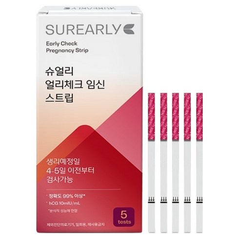 슈얼리 얼리체크 임신 스트립, 1개, 5개입