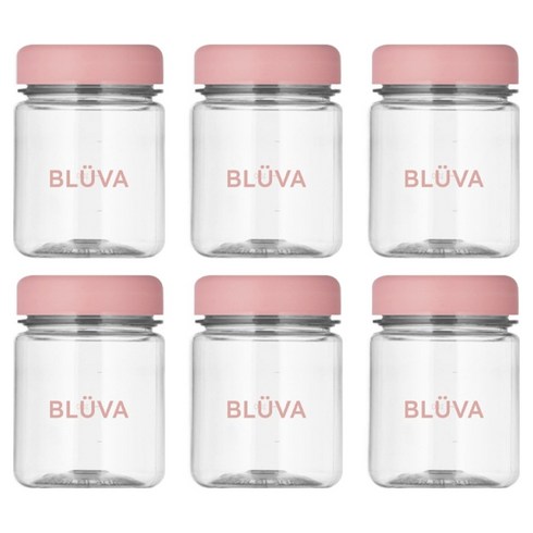 블루바 눈금표시 트라이탄 파스텔캡 다용도 미니 보틀, 핑크, 6개, 200ml