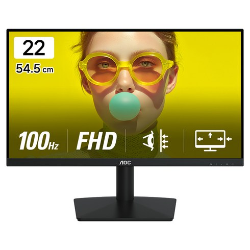 AOC FHD 보더리스 100 무결점 모니터, 22B15HN, 54.5cm