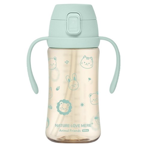 네이쳐러브메레 애니멀프렌즈 PPSU 원터치 빨대컵, 300ml, 1개, 후레쉬민트