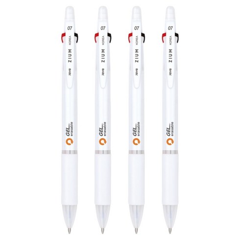 자바펜 지움3겔 지워지는 볼펜 0.7mm, 화이트, 4개