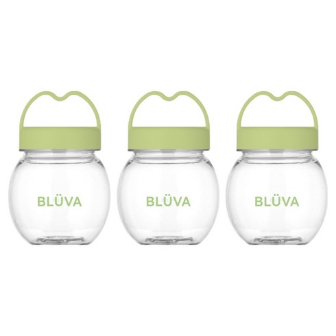 블루바 눈금표시 트라이탄 하트캡 단지 미니 쉐이킹망 쉐이커 보틀, 그린, 3개, 250ml