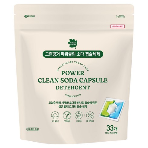 그린핑거 파워 클린 소다 캡슐세제, 33개입, 1개