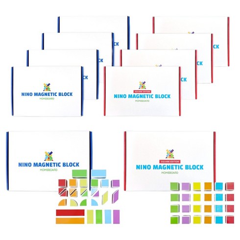 맘스보드 니노 마그넷 블록 혼합 5p + 사각 5p 세트 260p, 혼합색상, 1세트