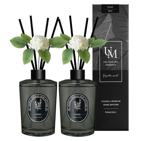 유멜 프리미엄 실내용 디퓨저, 히노끼, 510ml, 2개