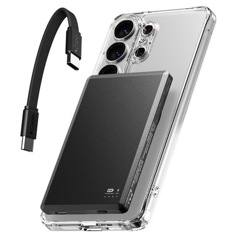 신지모루 발열차단 Qi2 초고속 반고체 세미솔리드 배터리셀 오반고 M슬림팩 PD 20W 5000mAh 맥세이프 보조배터리 C타입, 블랙, Sjm-OBS-5K