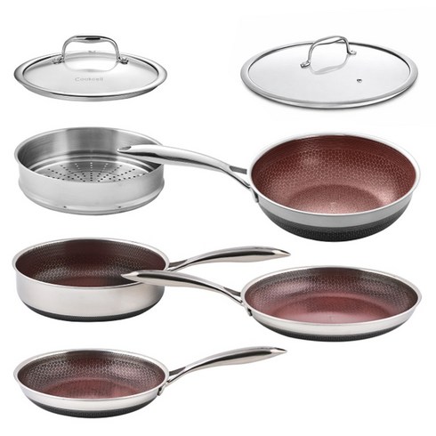 쿡셀 인덕션 IH 세라믹 레드에디션 프라이팬 7종 세트, 레드, 1세트, 프라이팬 24cm + 프라이팬 28cm 궁중팬 28cm + 소테팬 24cm + 찜기 24cm + 유리뚜껑 24cm + 유리뚜껑 28cm