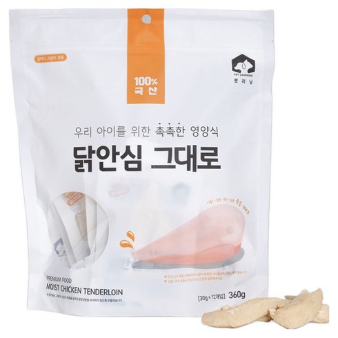 펫러닝 강아지 고양이 닭안심 그대로 간식 12p, 닭가슴살, 360g, 1개