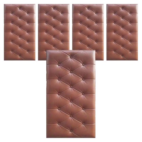 홍시마켓 홈 인테리어 방수 충격방지 벽 스티커 강화 폼블럭 70 x 35 x 0.7 cm, 브라운, 5개
