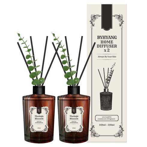 바이향 대용량 홈 디퓨저, 2개, 510ml, 모링가블라썸