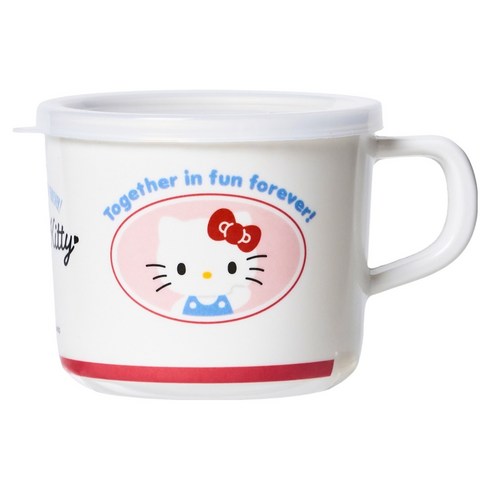 데이니즈 멜라민식기 헬로키티 손잡이 납작컵, 혼합색상