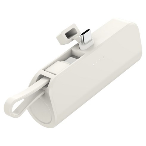 힙스터 도킹형 보조배터리 5000mAh C타입 C타입 스트랩, 아이보리, MOPB-R5-CHL