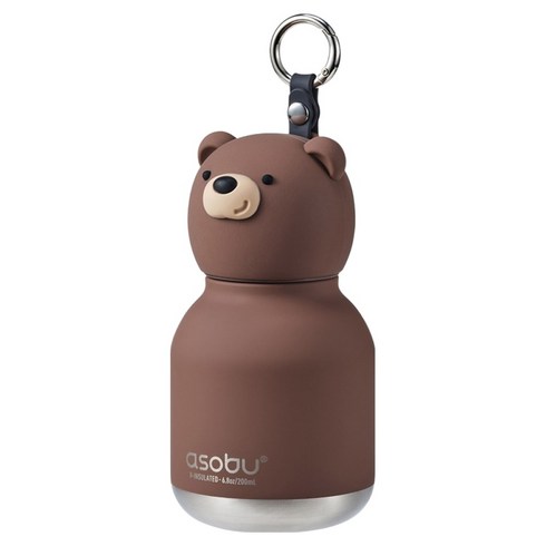 아소부 스텐 진공 보온보냉 캐릭터 키링 미니 베스티 텀블러, 브라운 베어, 1개, 200ml