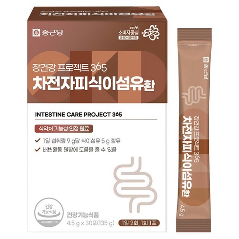 종근당 장건강 프로젝트 365 차전자피 식이섬유환 30p, 135g, 1개