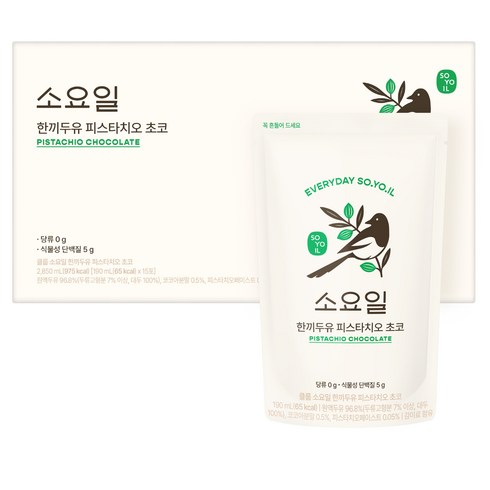 클룹 소요일 한끼두유 피스타치오 초코, 15개, 190ml