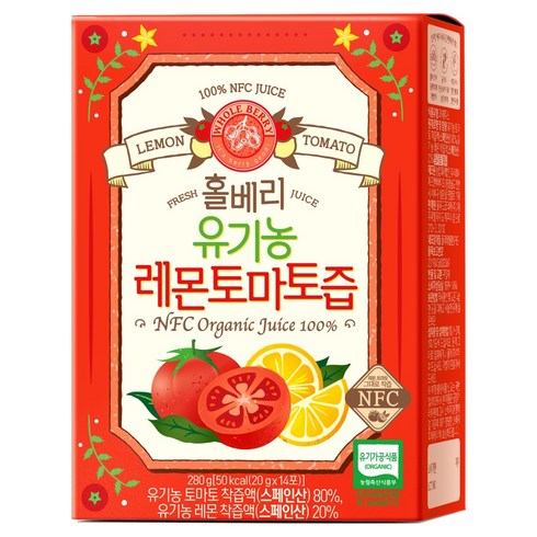 홀베리 유기농 레몬토마토즙 14p, 280g, 1개