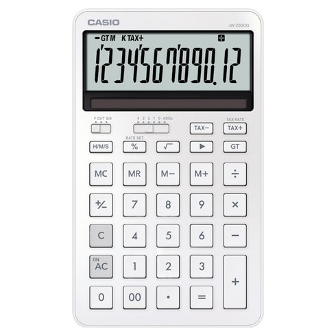 카시오 프리미엄 스타일리시 예쁜 사무용 계산기 JW-200DQ, 1개, 실키 화이트