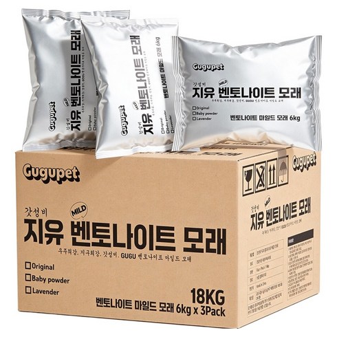 구구펫 고양이 마일드 벤토나이트 모래, 6kg, 3개, 무향