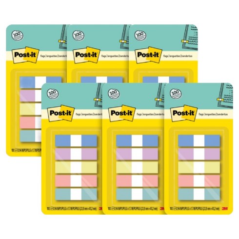 포스트잇 플래그 분류용 필름 683 5PASTEL, 6개, 100매