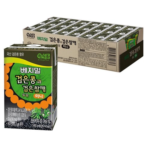 베지밀 검은콩과 검은 참깨 두유 미니, 145ml, 24개