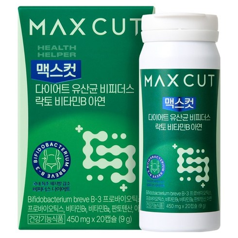 헬스헬퍼 맥스컷 다이어트 유산균 비피더스 락토 비타민B 아연 9g, 1개, 20정