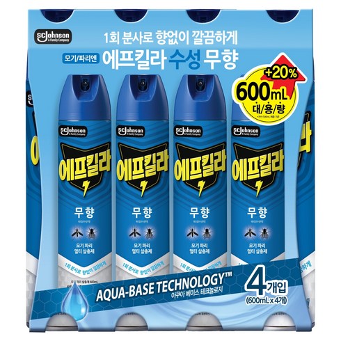 에프킬라 수성 에어로졸 살충제 무향, 600ml, 4개