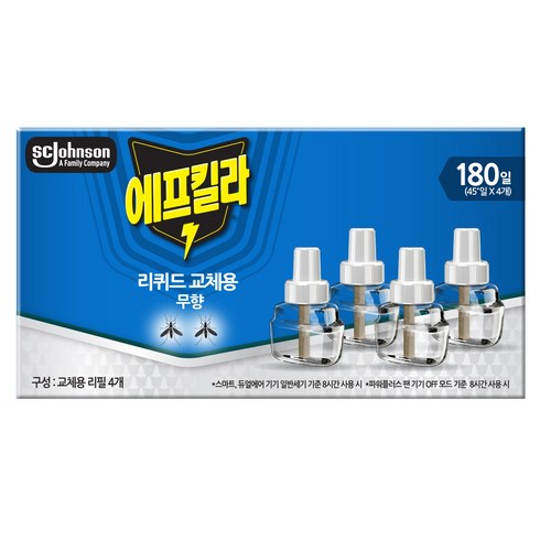 에프킬라 리퀴드 스퀘어 무향 리필 45일 4p, 1개, 109.6ml