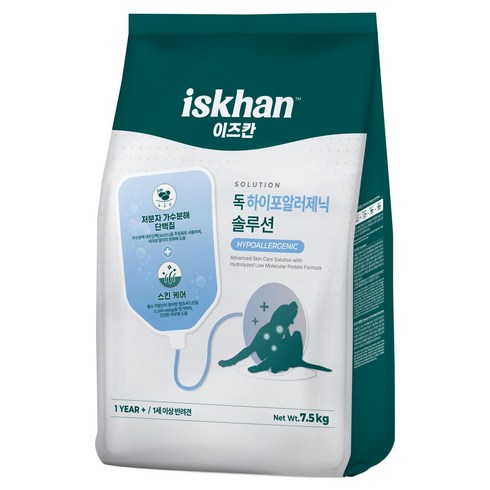 이즈칸 강아지 하이포알러제닉 솔루션, 식이민감성+아토피, 7.5kg, 1개