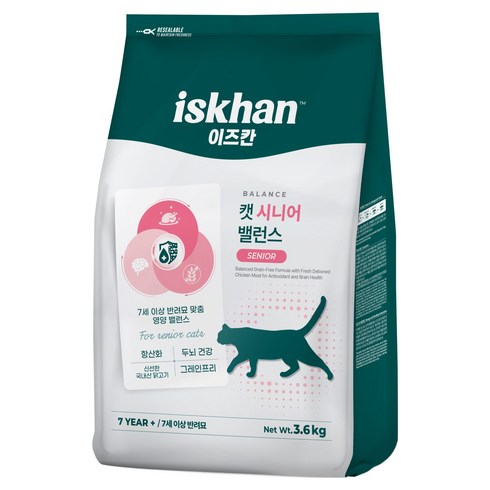 이즈칸 캣 시니어 밸런스 사료, 면역/항산화, 3.6kg, 1개