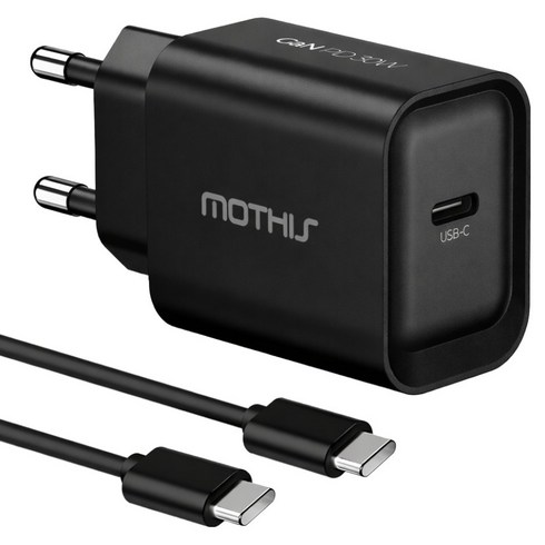 모디스 30W GaN PD 3.0 PPS 초고속 충전기 어댑터 + C to C 초고속 케이블 1.2m 세트, 블랙, 1세트