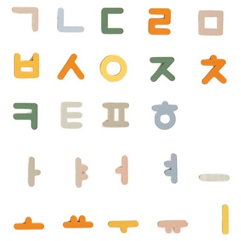 BUNNYHOUSE 한글 파닉스 원목 자석 블록, 파스텔 무지개, 1개