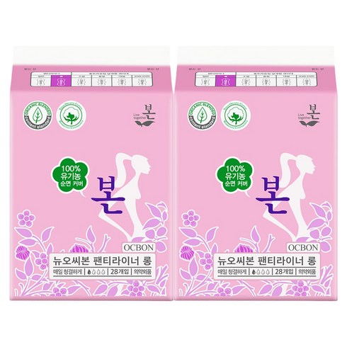 유기농본 유기농 순면 뉴오씨본 팬티라이너, 롱, 2개, 28개입