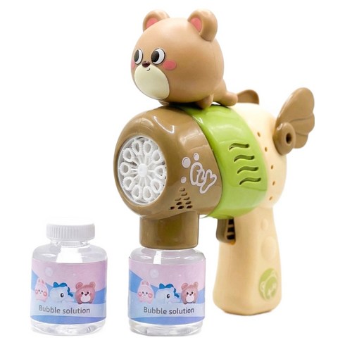 플레이맥스 LED 터보 자동 버블건 + 버블 용액 2p 세트, 브라운(버블건), 1세트